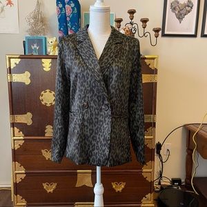 Leopard Printed Satin Blazer